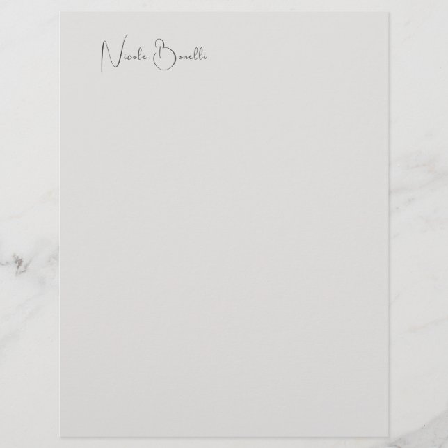 Unique Modern Platinum Grey Minimalist Caligraphy Letterhead (Front)