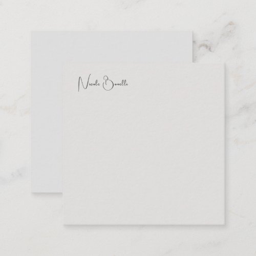 Unique Modern Platinum Grey Minimalist Caligraphy Note Card