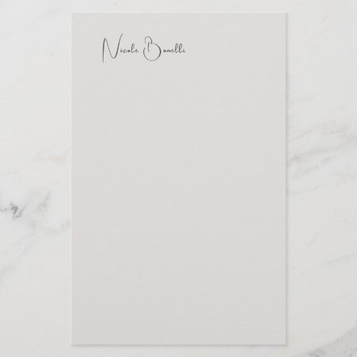 Unique Modern Platinum Grey Minimalist Caligraphy Stationery