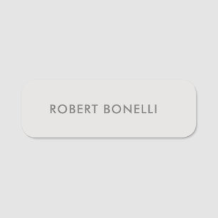 Unique Modern Platinum Grey Minimalist Name Tag
