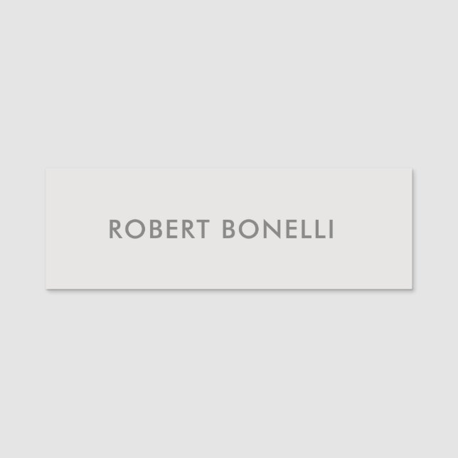 Unique Modern Platinum Grey Minimalist Name Tag (Front)