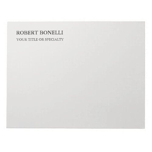 Unique Modern Platinum Grey Stylish Minimalist Big Notepad