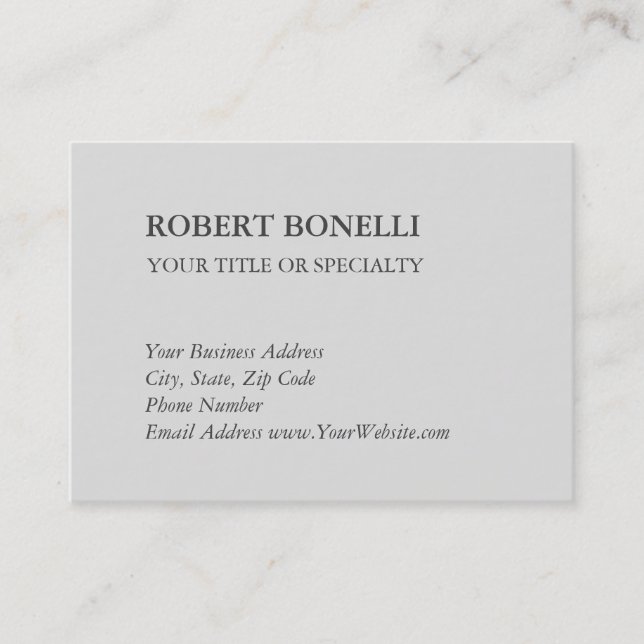Unique Modern Platinum Grey Stylish Minimalist Business Card (Front)