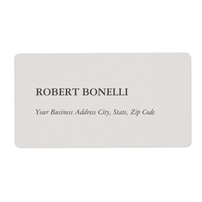 Unique Modern Platinum Grey Stylish Minimalist Label (Front)