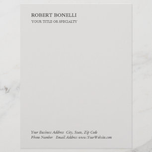 Unique Modern Platinum Grey Stylish Minimalist Letterhead