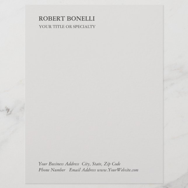 Unique Modern Platinum Grey Stylish Minimalist Letterhead (Front)