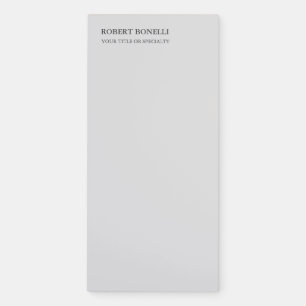 Unique Modern Platinum Grey Stylish Minimalist Magnetic Notepad