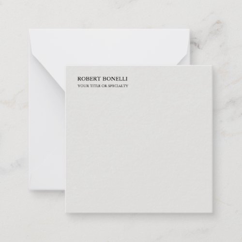 Unique Modern Platinum Grey Stylish Minimalist Note Card