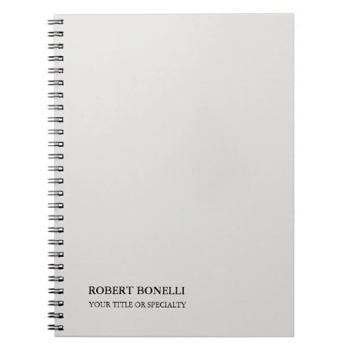 Unique Modern Platinum Grey Stylish Minimalist Notebook