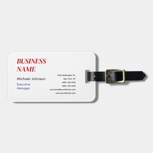 Unique modern professional design business luggage tag (Front Horizontal)
