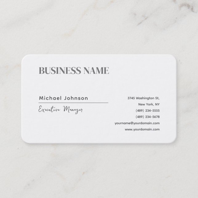 Unique modern professional minimalist chic business card (Front)