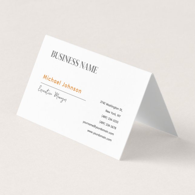 Unique modern professional minimalist chic business card (Front)