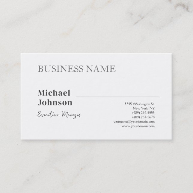 Unique modern professional minimalist chic business card (Front)