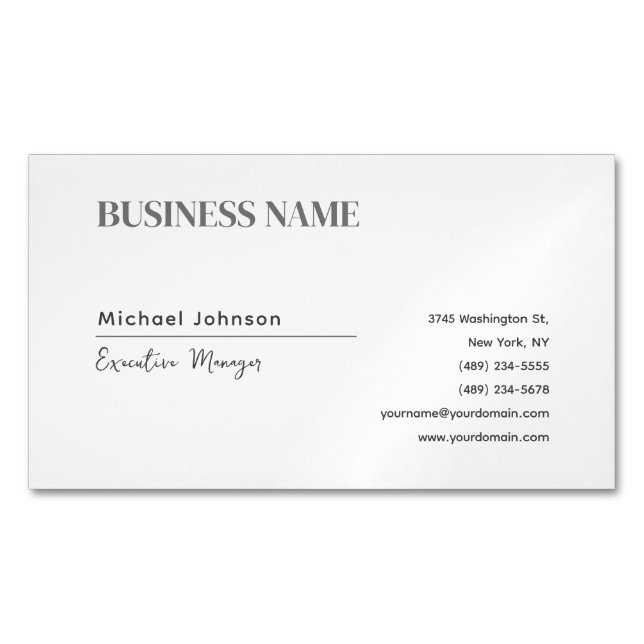 Unique modern professional minimalist chic business card magnet (Front)