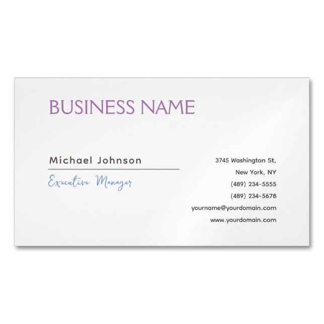 Unique modern professional minimalist chic business card magnet (Front)