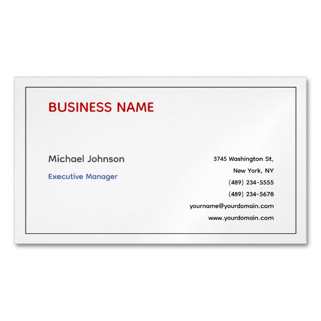 Unique modern professional minimalist chic business card magnet (Front)