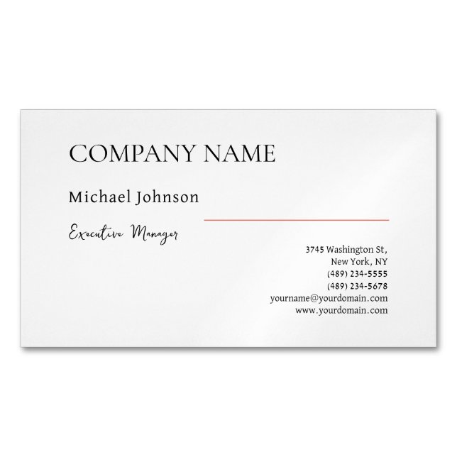 Unique modern professional minimalist chic business card magnet (Front)