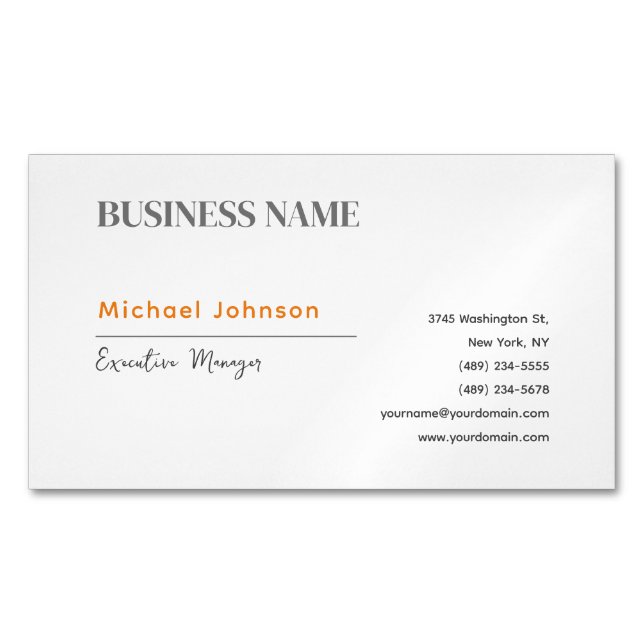 Unique modern professional minimalist chic business card magnet (Front)