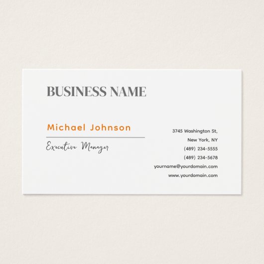 Unique modern professional minimalist profile card (Front)