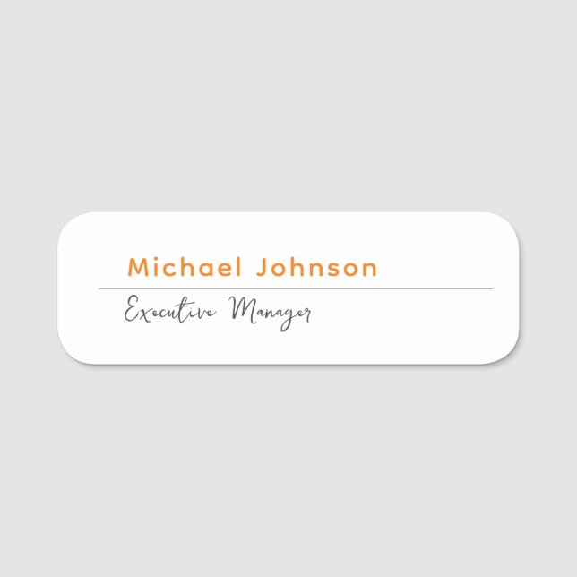 Unique modern professional minimalist profile name tag (Front)