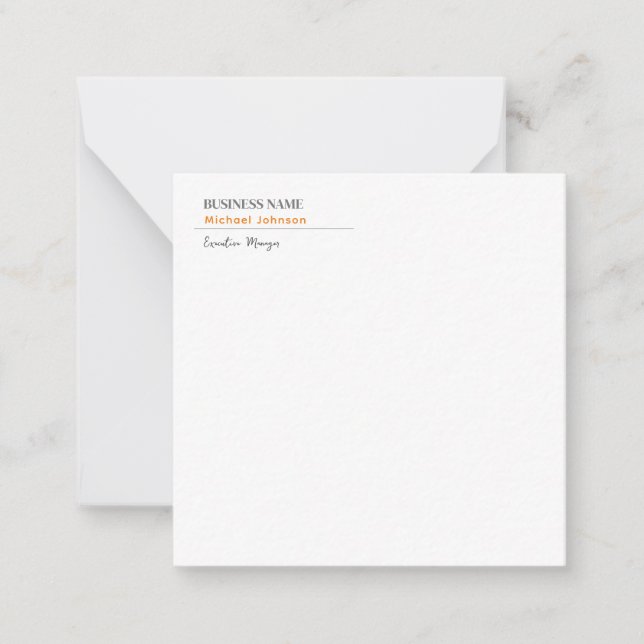 Unique modern professional minimalist profile note card (Front)