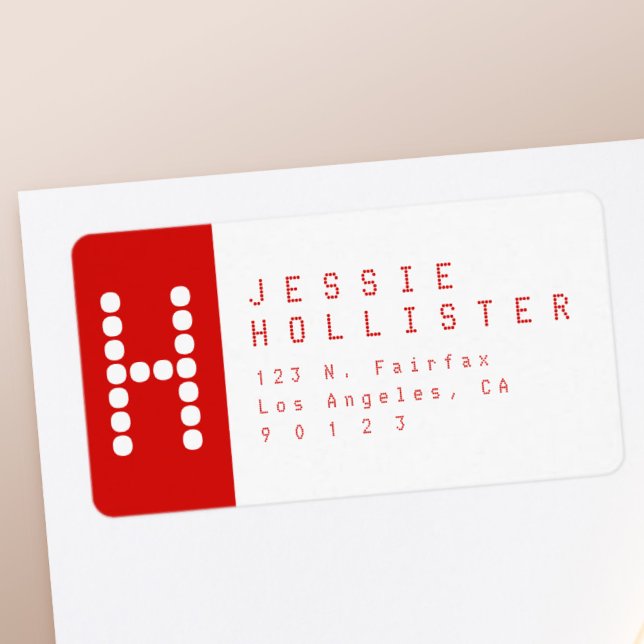 Unique & Modern | Red & White Return Address Label (Creator Uploaded)