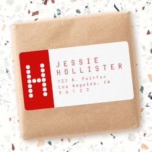 Unique Modern Red & White Return Address Label