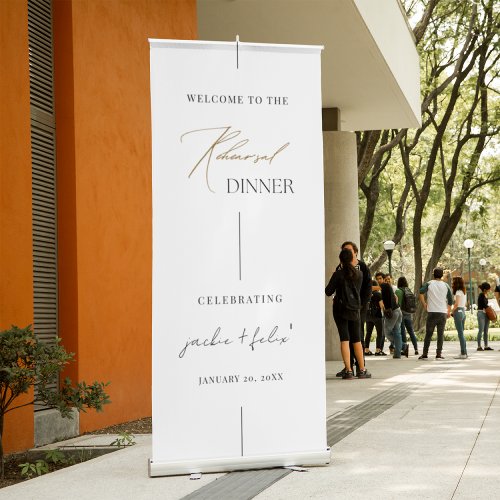 Unique Modern Rehearsal Dinner Welcome Retractable Banner