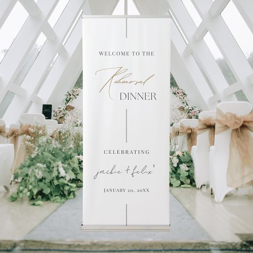 Unique Modern Rehearsal Dinner Welcome Retractable Banner