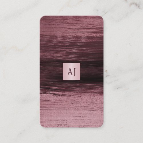 Unique modern rosegold pink monogram makeup artist business card