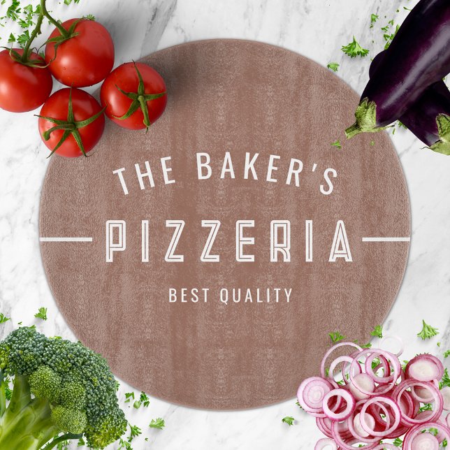 Unique Modern Rustic Family Name Pizzeria Pizza Cutting Board (Creator Uploaded)