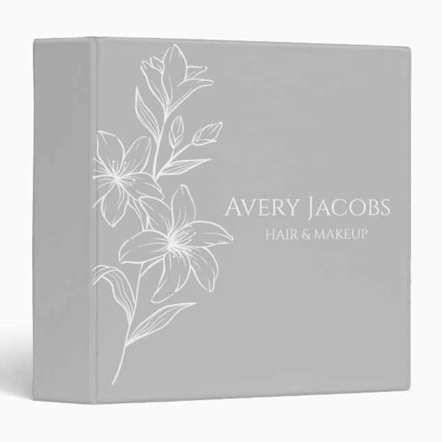 Unique Modern Sage Green Boho Floral  3 Ring Binder (Front/Spine)