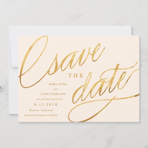 Unique Modern Save the Dates  Champagne  Gold Save The Date