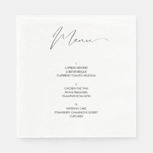 Unique Modern Script Wedding Menu Napkins