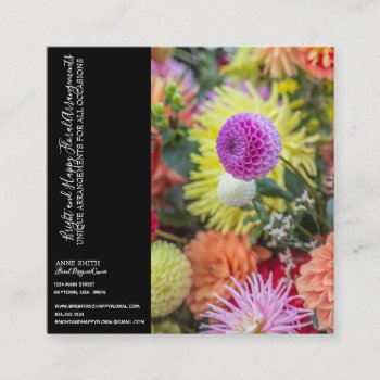 Unique  Modern  Statement Making Floral Square Business Card by NightSweatsDiva at Zazzle