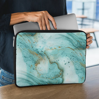 Unique Modern Stylish Marble Swirls Art Motif Laptop Sleeve by CaseConceptCreations at Zazzle