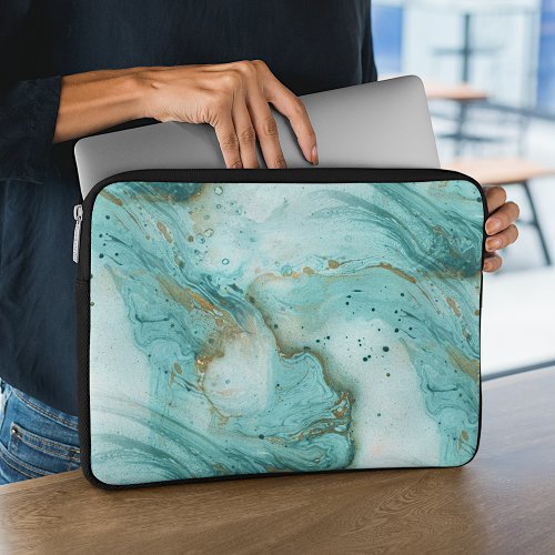 Unique Modern Stylish Marble Swirls Art Motif Laptop Sleeve