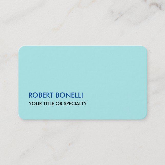 Unique Modern Stylish Pale Turquoise Business Card (Front)