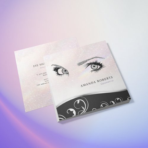 Unique Modern Trendy Chic Feminine Eyes Square Business Card