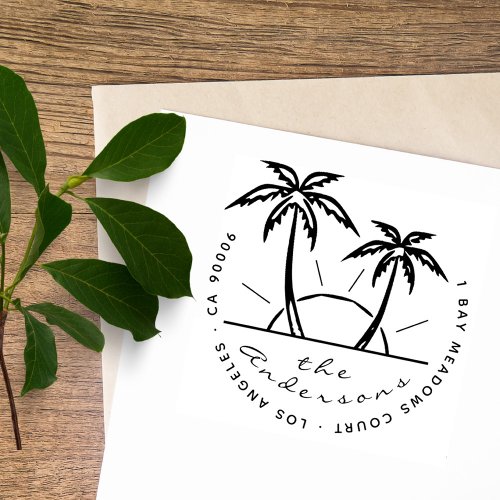 Unique Modern Tropical Palm Tree Return Address Self_inking Stamp
