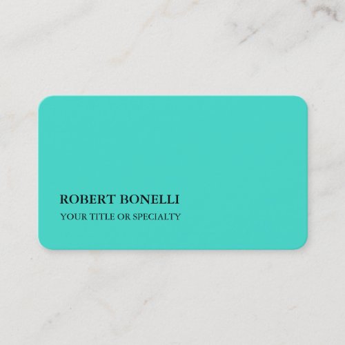 Unique Modern Turquoise Blue Stylish Minimalist Business Card