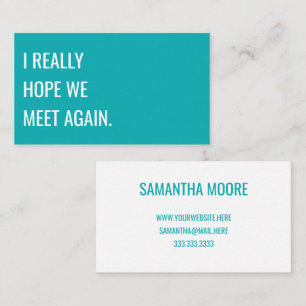 Unique Modern Turquoise Typography Creative Business Card