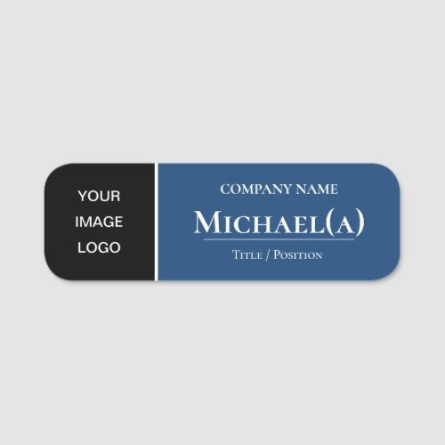 Unique Monaco Dark Blue Black Modern Company LOGO Name Tag