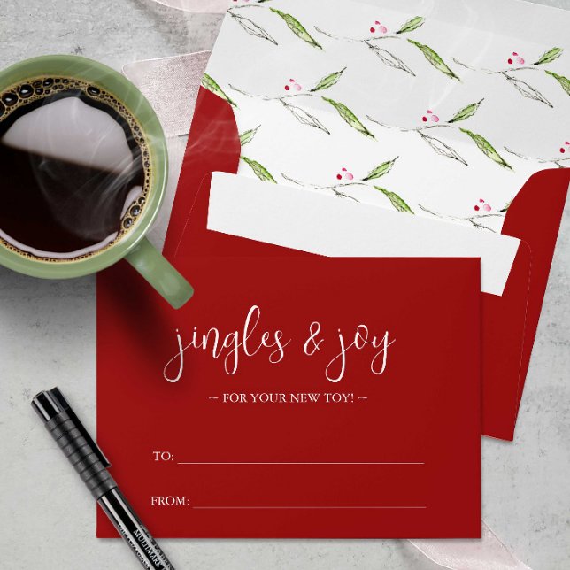 Unique Money Envelope Red (Christmas money envelope feature unique festive art by Victoria Grigaliunas of Do Tell A Belle)