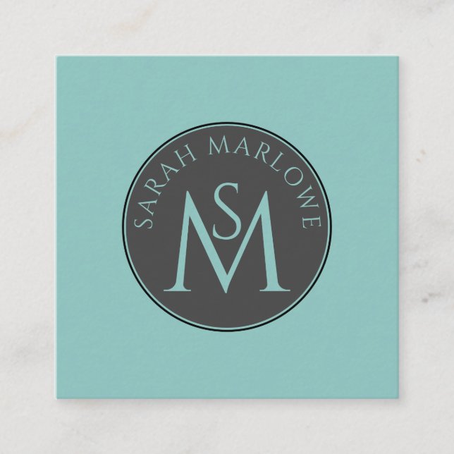 Unique Monogram Blue Green Calling Card  (Front)