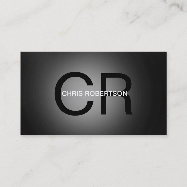 Unique Monogram Grey Black Business Card (Front)