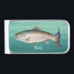 Unique Monogram Happy Fish Silver Finish Money Clip<br><div class="desc">Create your own unique monogram money clips on a fun fish design on original artwork by Raphaela Wilson. Easily add your monogram name, initials or quote to create a personalized gift for the fishermen at heart! The cool watercolor art features an ombre blend of minty blue and seafoam green... Should...</div>