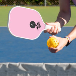 Unique Monogram Name Pink White Pickleball Paddle