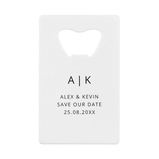 Unique Monogram Photo Save the Date Credit Card Bo Bottle Opener (Front)