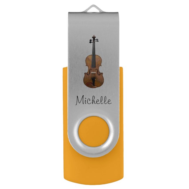 Unique Monogram Violin Flash Drive (Back (Vertical))